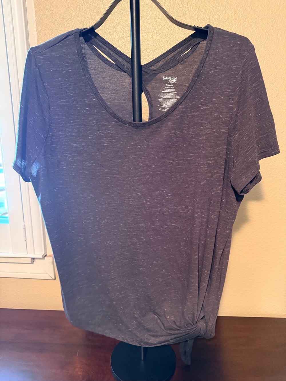Danskin Heathered Grey Short Sleeve Tie-Knot Tee